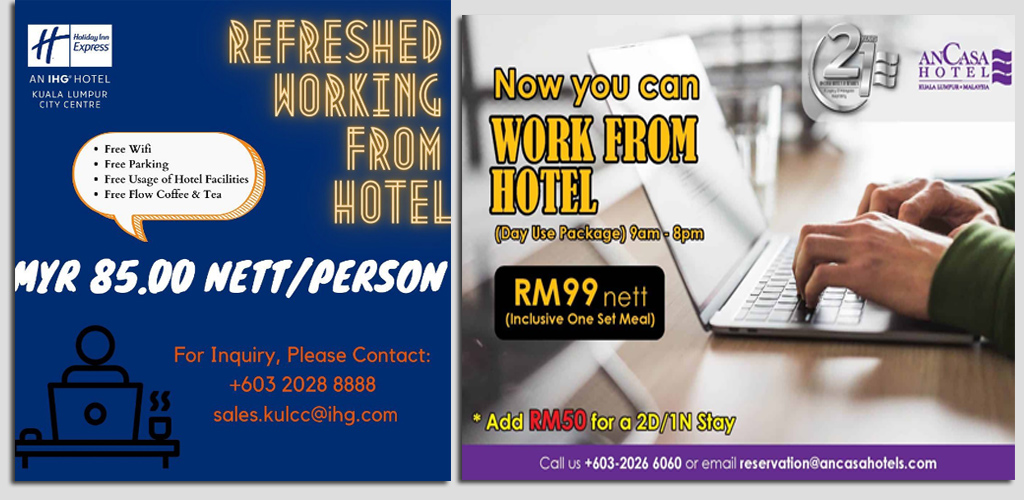 Pakej ‘Work From Hotel’ serendah RM19 je! Sesekali ubah selera bagi yang kerja dari rumah