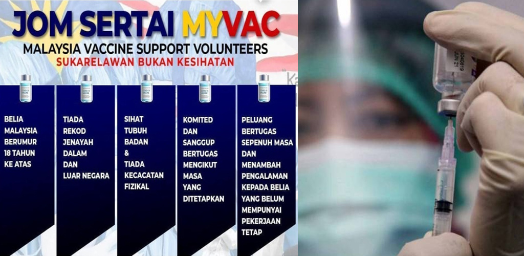 Rebut peluang jadi sukarelawan pusat vaksinasi, elaun RM50 sehari