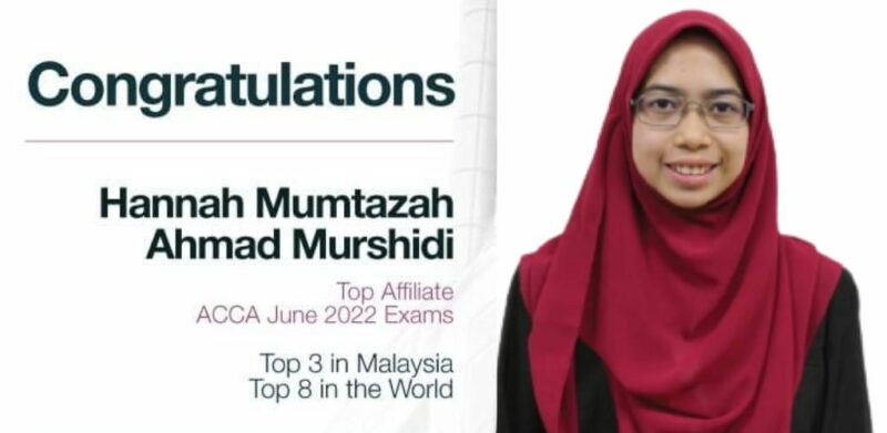 Ke-8 terbaik dunia, siswi perakaunan Malaysia Hannah Mumtazah ungguli ACCA