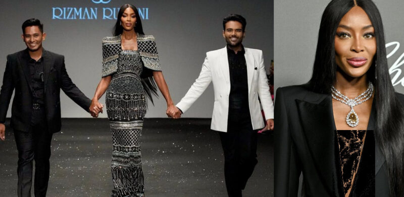 Supermodel Naomi Campbell peraga rekaan Rizman Ruzaini di Dubai Fashion Week