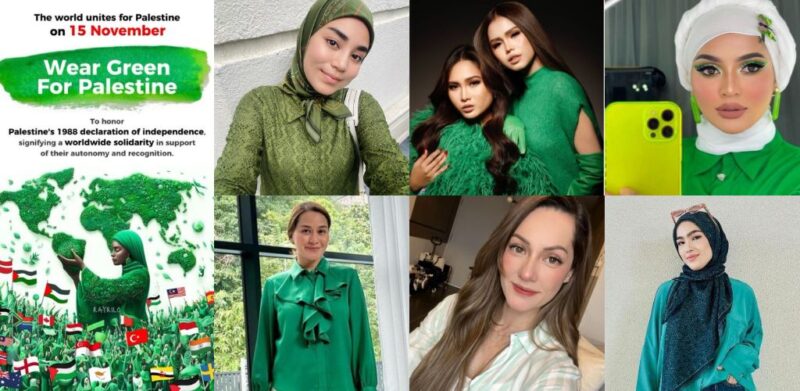 15 November kemerdekaan Palestin, warganet selfie OOTD hijau tanda solidariti (2)