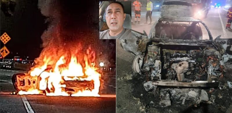 Pengalaman ngeri, kereta baru overhaul terbakar rentung 100%, Roy Azman & keluarga selamat
